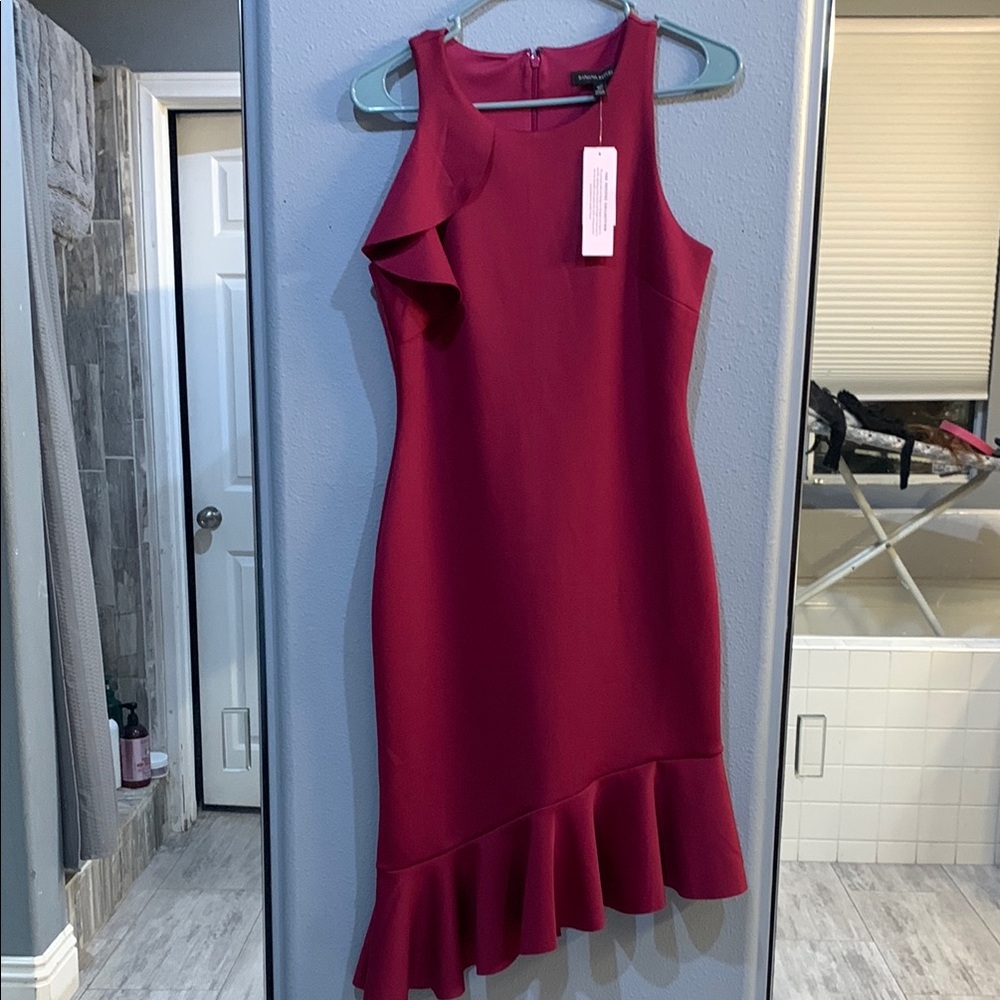 Elegant Burgundy Ruffle Dress